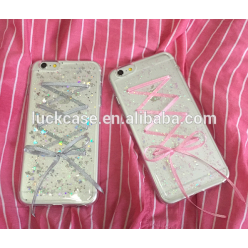 2016 Fashion Style Soft Wholesale Colorful Luxury Bowknot glitter TPU Phone Case For iphone 4/5s/6s/6P